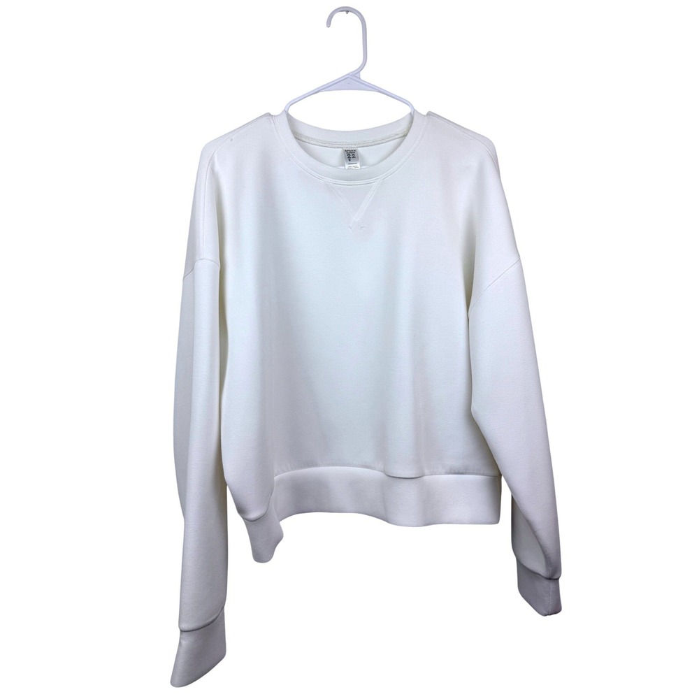 Spanx AirEssentials Crewneck Sweatshirt White XL Pleated Back Pullover